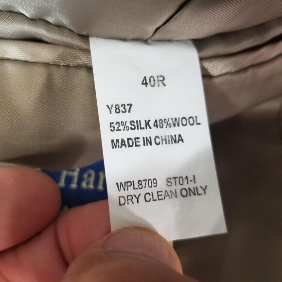 T Harris sport coat blazer suit jacket men's 40R brown window pane silk wool - Picture 12 of 12